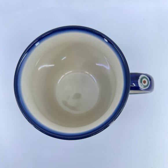 vintage boleslawiec polish pottery mug "peacock" pattern handcrafted - Picture 5 of 6